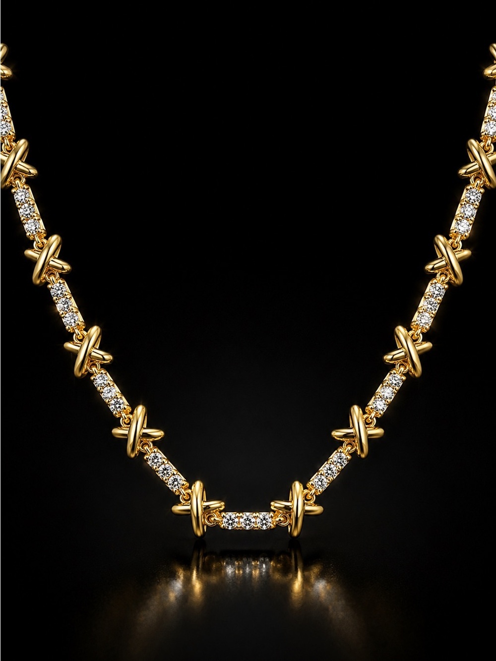 Gold Crystal X-Link Necklace - Picture 5 of 6